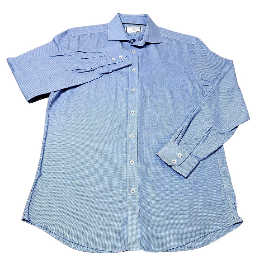 Charles Tyrwhitt Dress Shirt Mens 16 32/33 Blue Slim Fit Non Iron Long Sleeve
